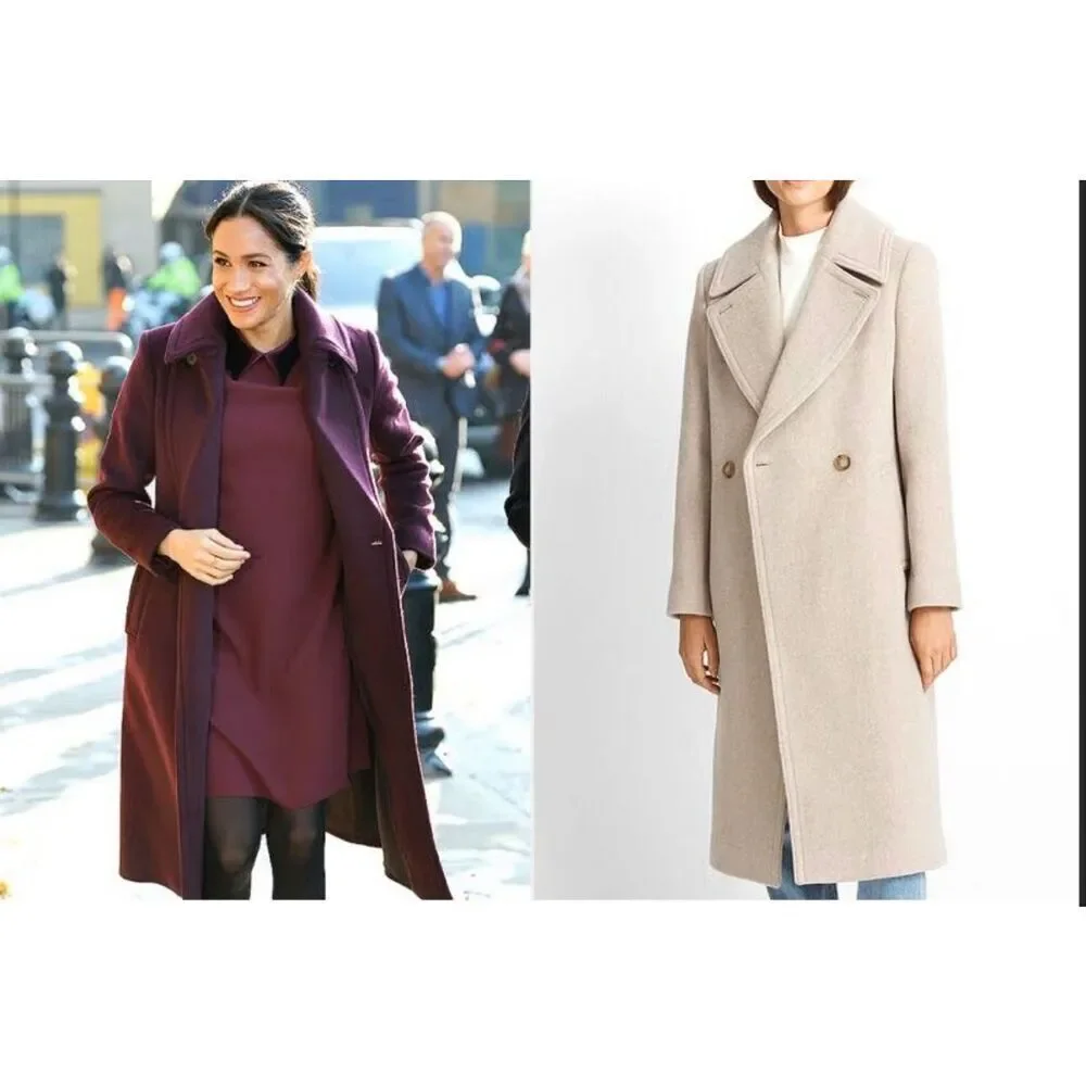 Club Monaco Daylina wool blend light blush long coat XS